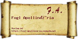 Fogl Apollinária névjegykártya